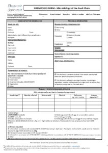 Microbiology of the food chain submission form BCV