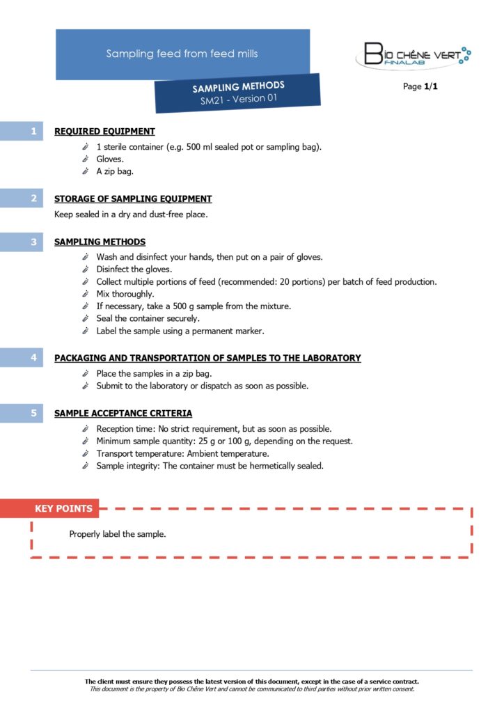 Sampling methods - Sampling feed from feed mills